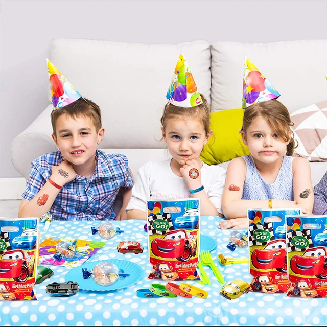 122Pcs Racing Cars Theme Party Supplies Kits Favor Bracelet Mini Car Keychain Sticker All-in-one Pack Parties Supplies for Kids 6