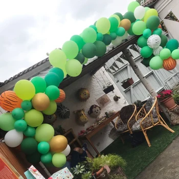 

108pcs latex ballon animals striped balloon green safari baloons arches kit backdrop accessory 1st boy birthday party baby decor