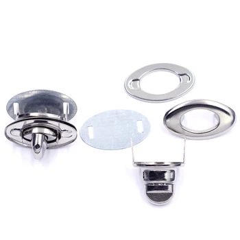 

5Sets Switch Turn Twist Clasp Locks Buckle Silver Tone For Handbag Craft Bag Purse Hardware Tool Bag DIY Accessories 35x32mm