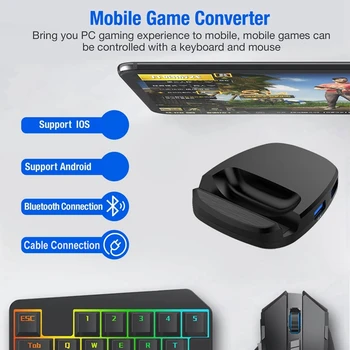 

Mobile Game Keyboard Mouse Converter Via USB Interface and Wireless Bluetooth Connection for PUBG AoV Android/IOS