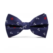 Для мужчин галстук; комплект одежды; костюм праздничная одежда брака/Повседневные платья/жених галстук-бабочка из жаккардовой ткани с принтом лодочного якоря; Ele Для мужчин футболка с галстуком-бабочкой нагрудный платок