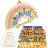 Rainbow Felt Letter Board Montessori Language Toys Spelling Words Baby Early Education Toys Home Message Board Gift For Children 1