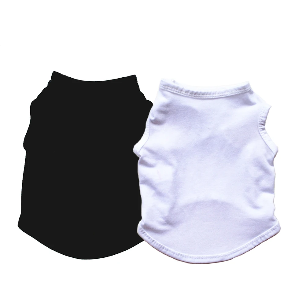 White Black 2 шт./компл. одежда для щенка кошка мягкая собака жилет костюмы модная простая одежда Открытый чистый цвет Летняя Повседневная футболка - Цвет: White Black