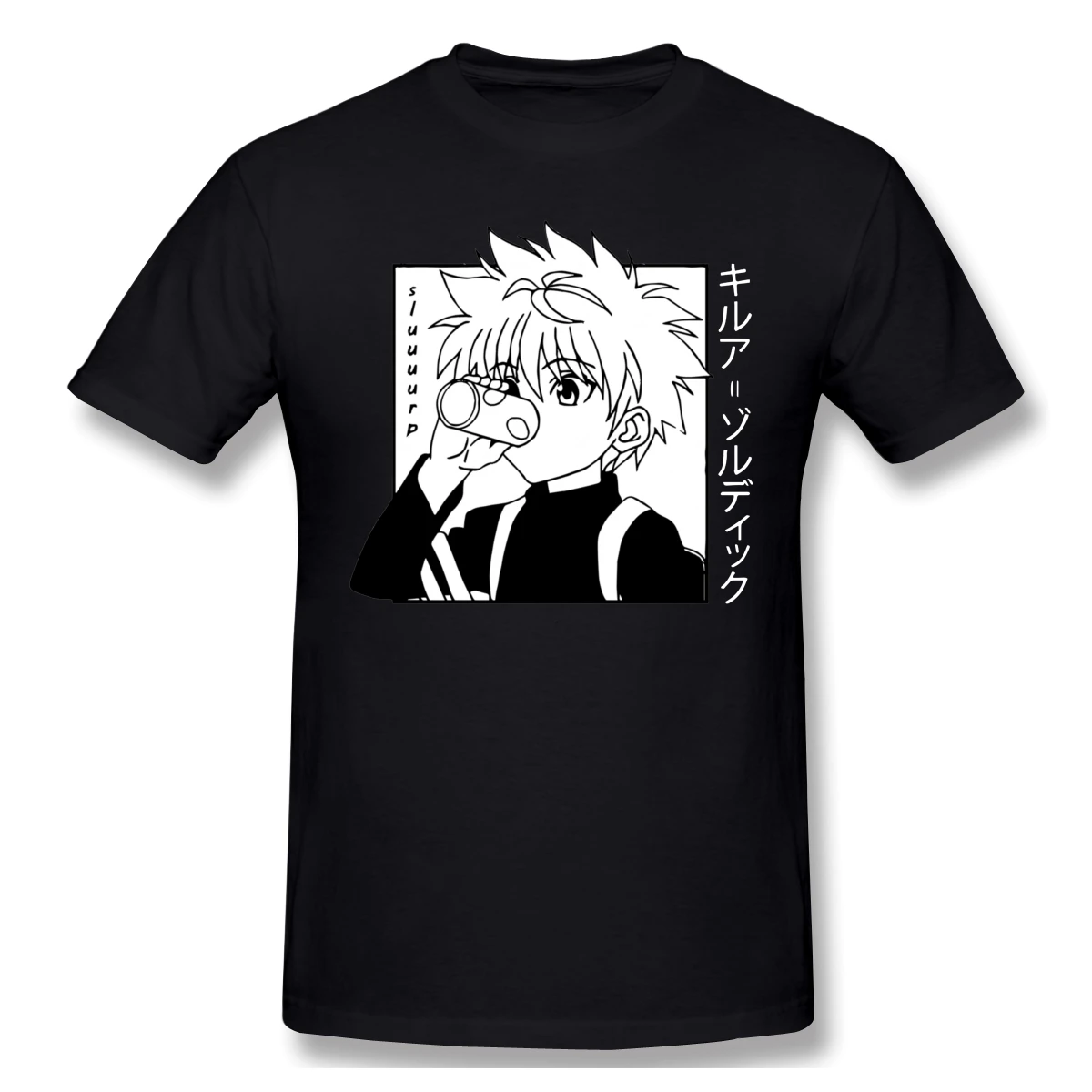 Футболка Hunter X Killua Zoldyck хлопковая большого размера с круглым вырезом и короткими