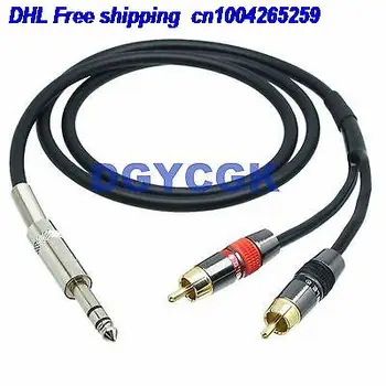 

EMS/ DHL 10pcs 6.35mm stereo TRS to 2-way L+R RCA AV mono TS cable 10FT adapter audio plug jack cable 22j