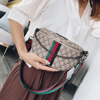 

Women's bag 2020 new European and American fashion chain chest bag casual fashion hit color crossbody shoulder bag