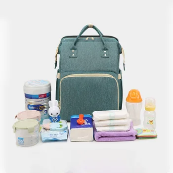 

2 in1Multifunction Travel Women's Mommy Backpack Fashion Troller Diaper Nappy Bag Foldable Baby Bed Feed Bottle Insulation Pouch