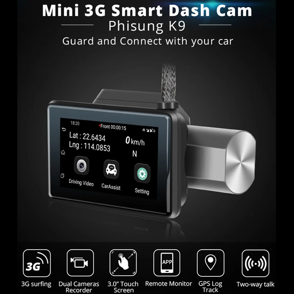 

3g Camera WIFI Dual Lens Car G Sensor Driving Recorder Loop Recording Night Vision Remote Control Parking Monitoring HD 1080P