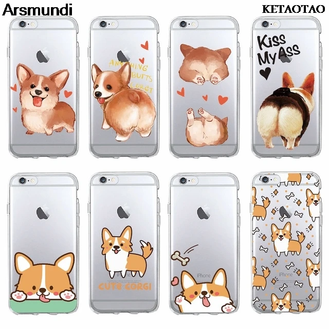 Милые Чехлы KETAOTAO Corgi для iPhone 4S 5C 5S 6 6S 7 8 Plus X прозрачные мягкие чехлы из ТПУ |