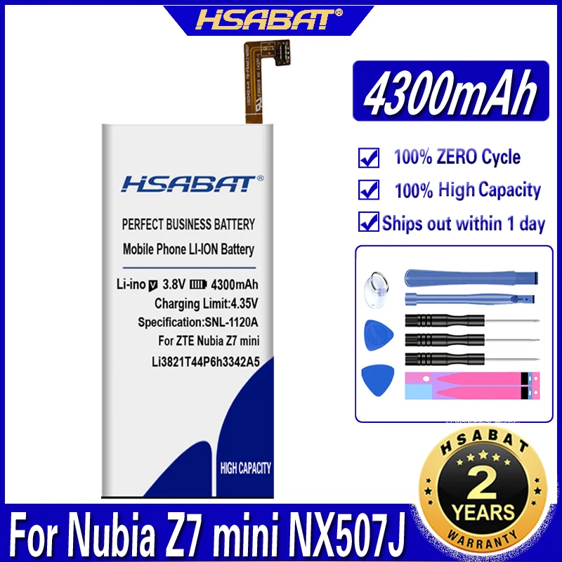 Аккумулятор HSABAT 4300 мАч для ZTE Blade S6 5 0 дюйма QingYang 2 G717C G718C A880 B880 Nubia Z7 mini NX507J |