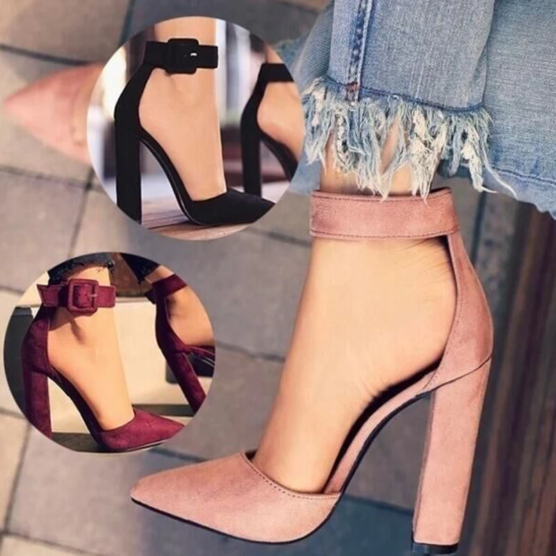 

Fashion Ladies High Heels Female Zapatos Mujer Pointed Toe Pumps Women Shoes Woman Party Ankle Strap Pumps 2020 Summer Sandals