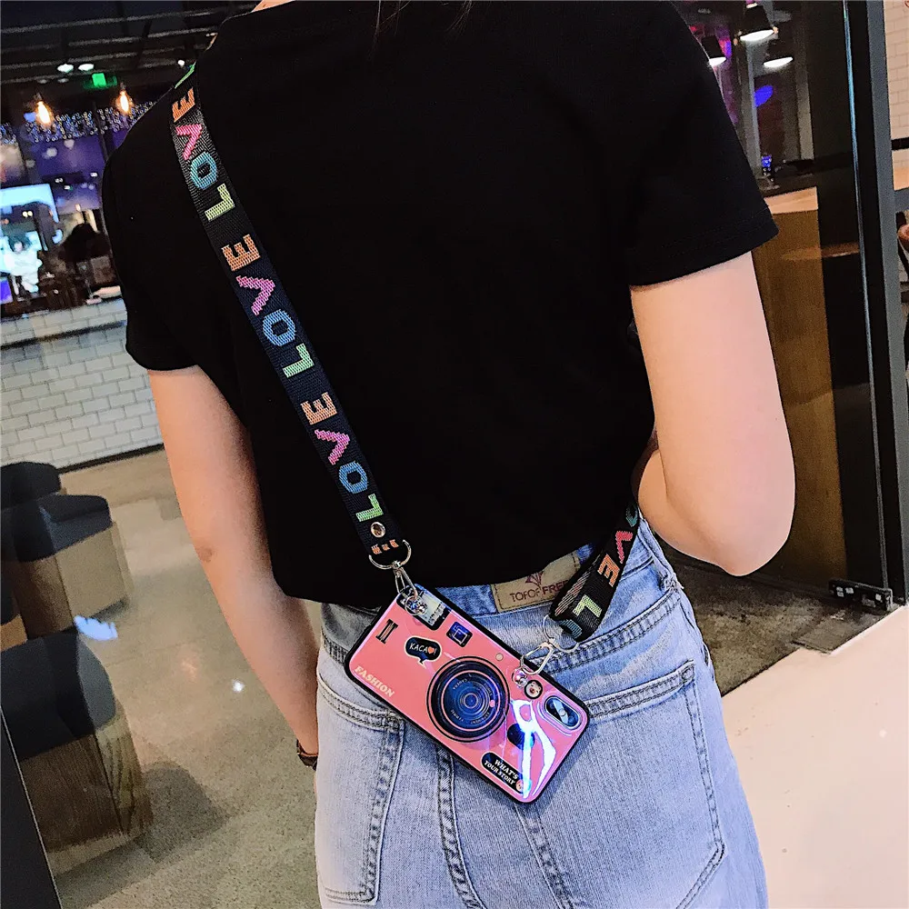 Fashion Camera Phone Case for Samsung S20 s20Plus s20ultra Soft TPU Silicone Glossy Back Cover Coque with Bracket Lanyard | Мобильные