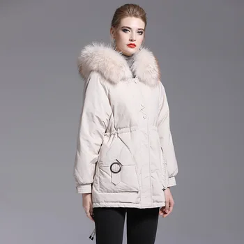 

new short coat fashion temperament large wool collar Korean version loose and thickened down jacket women's fashion 379