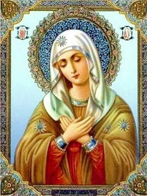 Round Full Diamond Embroidery Religion Icon DIY Cross Stitch Diamond Painting Virgin Mary Rhinestone Full Drill Diamond Mosaic - Цвет: 8