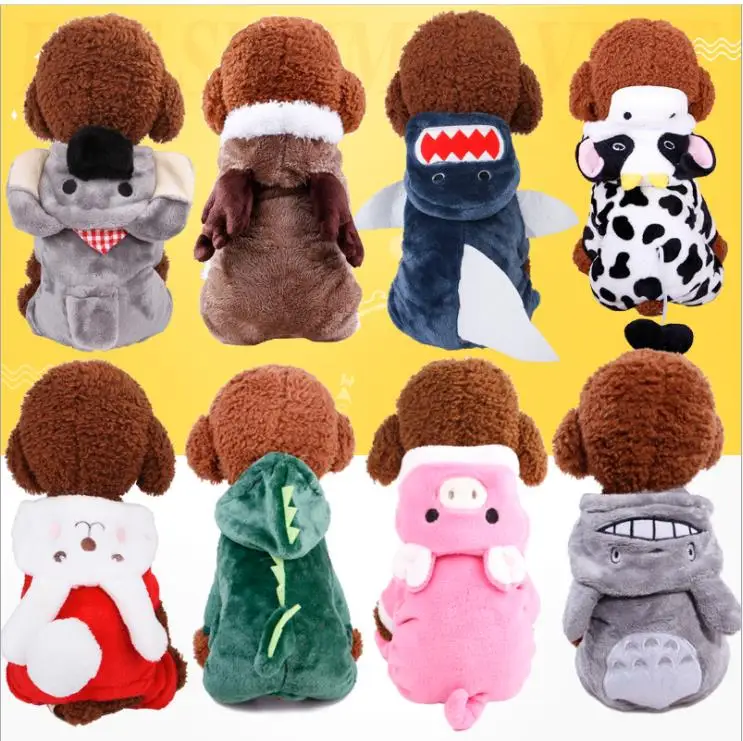 

Pet Dog Winter Warm Coral fleece Clothes Dog Cat cute cartoon animal Cosplay coat Clothes for Puppy Chihuahua Pet Costume