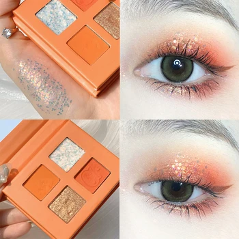 

4 Colors Cute Animal Matte Glitter Eye Shadow Palette Shimmer Shine Waterproof Pigment Pearlescent Sequins Eyeshadow TSLM1