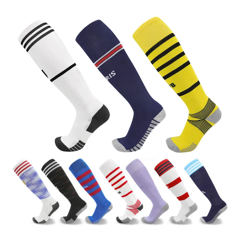 2021/22 New Season Soccer Socks For Adults Kids Thickening Towel Bottom Knee High Football Training Match Sport Racing Stocking 2021 new professional match training standard soccer ball official size 5 football anti slip futebol voetbal