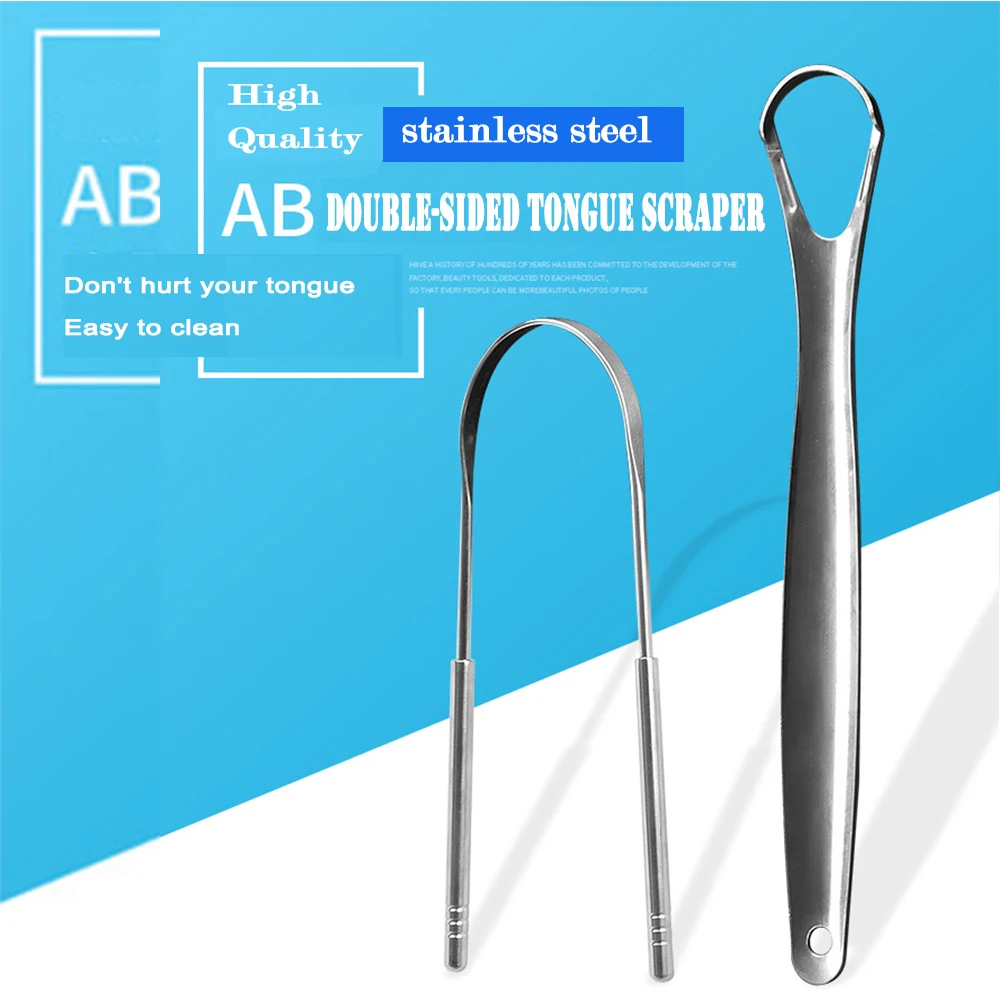 

Stainless Steel Tongue Scraper Cleaner Fresh Breath Cleaning Coated Tongue Oral Hygiene Care Tools Oral Tongue Scraper