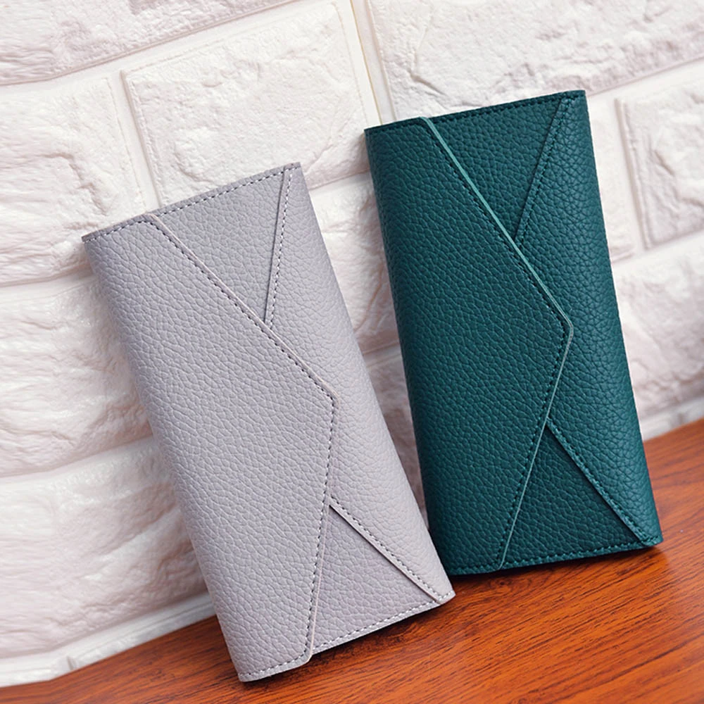 Women Wallets Multifunction PU Leather Wallets Simple Zipper Purses Long Section Clutch Wallet Soft PU Leather Money Bag 815