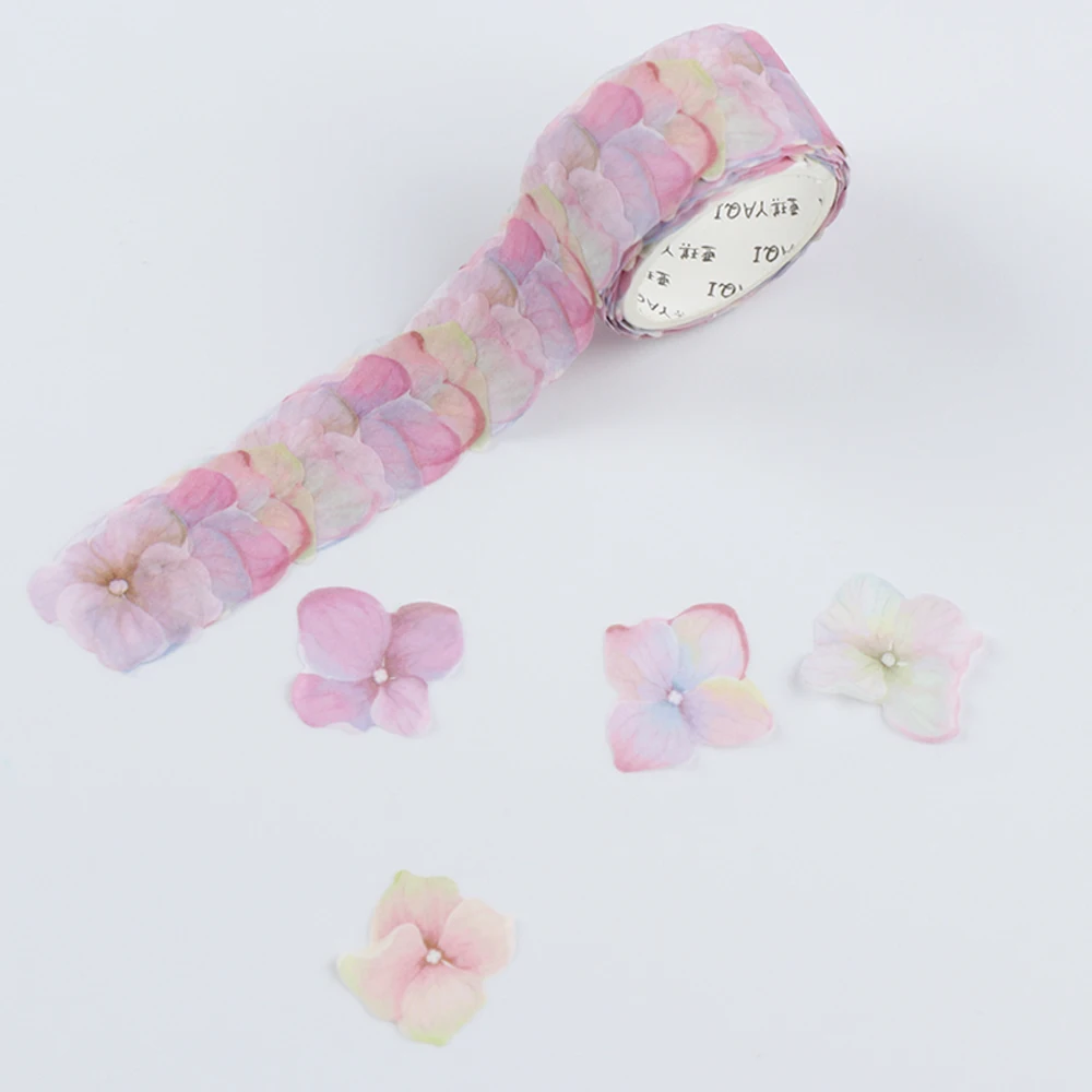 Rollo de cinta Washi de pétalos de flores para álbum de recortes, rollo de pegatinas de hojas para diario, adhesivo de papelería, 200 Uds.