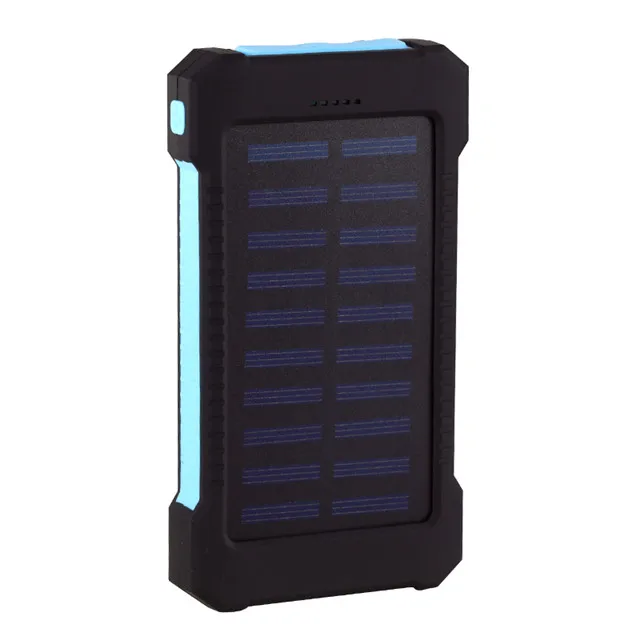Солнечный внешний аккумулятор, водонепроницаемый 30000 мАч, солнечное зарядное устройство, 2 usb порта, Внешнее зарядное устройство, внешний аккумулятор для смартфонов Xiaomi, светодиодный светильник - Цвет: Синий