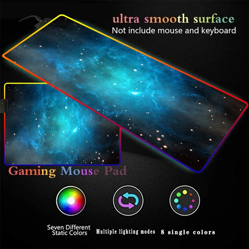 Nebula Space игровая коврик для мыши большой RGB компьютерный XXL геймер клавиатура Mause