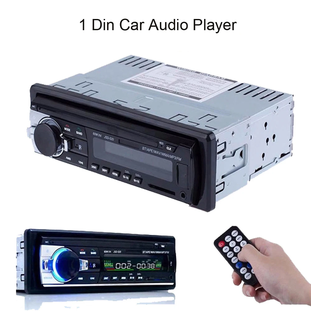 Podofo-autorradio con Bluetooth para Coche, reproductor MP3, JSD-520,  estéreo, FM, USB, 1 Din, 12V