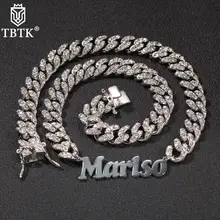 TBTK Hiphop Custom Stainless Steel Letter Name Choke 12MM CZ Cuban Chain Necklace CharmNameplate Jewelry TBTK Hiphop Custom Stainless Steel Letter Name Choke 12MM CZ Cuban Chain Necklace CharmNameplate Jewelry