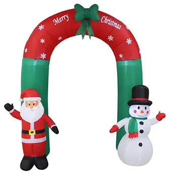 

Christmas inflatable Santa Claus and snowman archway with bow high luminous art decoration garden yard Stage props
