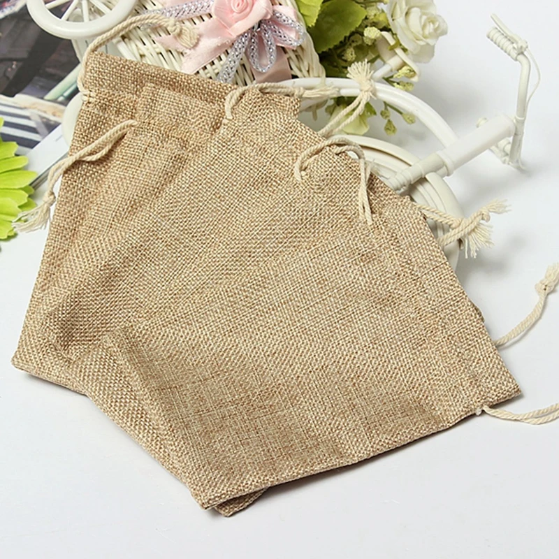 FFYY-5pcs винтажные джутовые мешочки из мешковины Свадебные вечерние подарочные мешочки на завязках