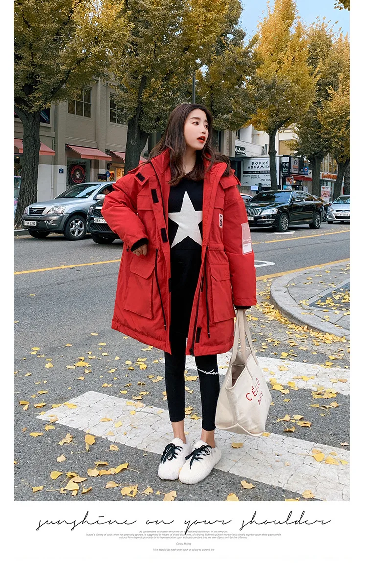 Одежда на Хлопчатобумажной Подкладке/хлопковое пальто в стиле элегантного тренда зимняя повседневная одежда средней длины