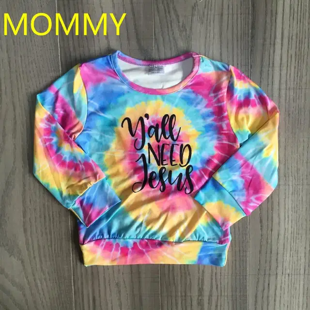 Girlymax fall/winter baby girls mommy adult raglans boutique tie dyed y'all need Jesus cotton top shirts children clothes