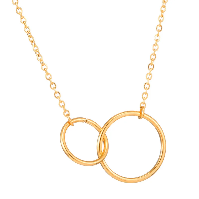 

Double Circle Double Ring Necklace Women Titanium Steel Pendant Jewelry
