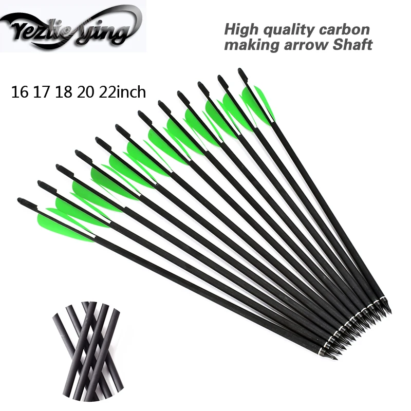 12PCS 17"/20"/22" Carbon Arrows for Crossbow With Stretchable Quiver Holder 