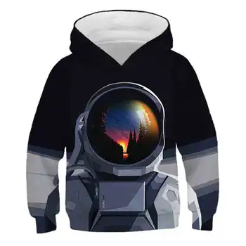 

Boys Girls Spring Streetwear Hoodie Tops 3D Astronaut Spacesuit Pullover Sweatshirt Pocket Jacket Hoodie