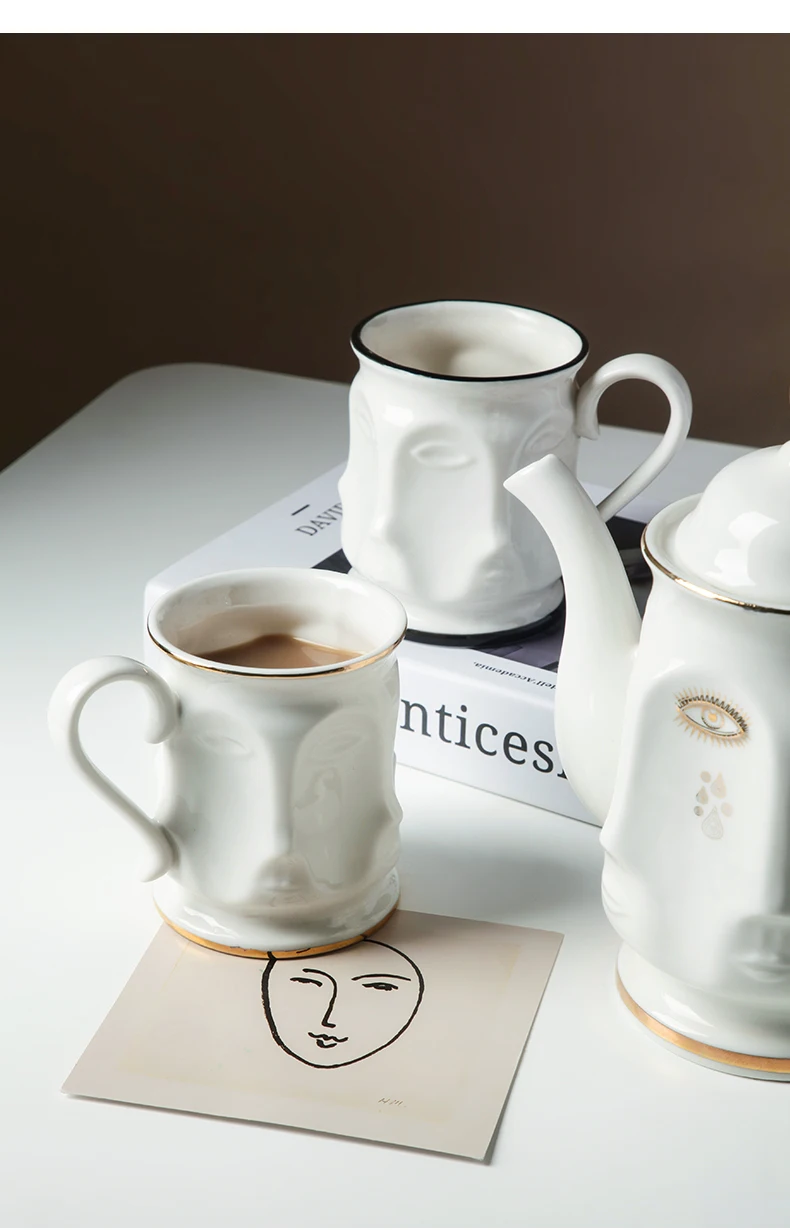 Creativity Face Shape Phnom Penh Coffee Milk Drink Coke Travel Handle Portable Ceramics Mug Office Tea Cup Adult Water Cup