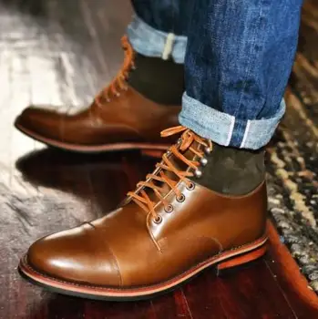 

Men PU Leather Fashion Shoes Low Heel Fringe Shoes Dress Shoes Brogue Shoes Spring Boots Vintage Classic Male Casual TV036