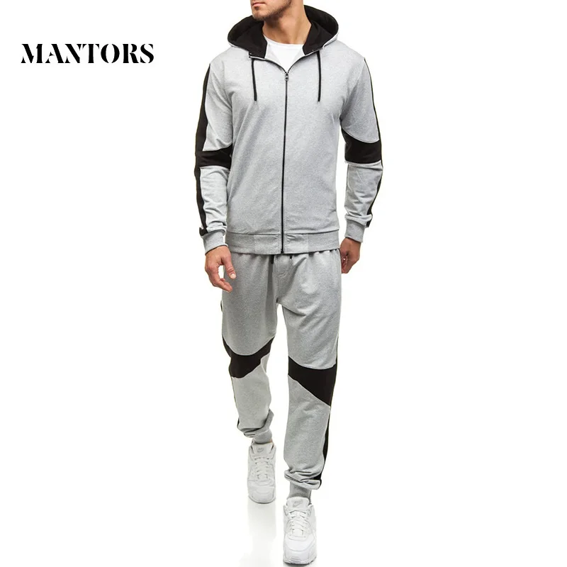 

Tracksuit Men Set 2019 New Men's Sportswear Hooded Sweatshirts Sets Jackets+Pants Spring Autumn Male Casual Solid Zipper Suit