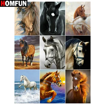 

HOMFUN 5d Diamond Painting Full Square/Round ‘’Horse ocean" Picture Of Rhinestone DIY Diamond Embroidery Home Decor