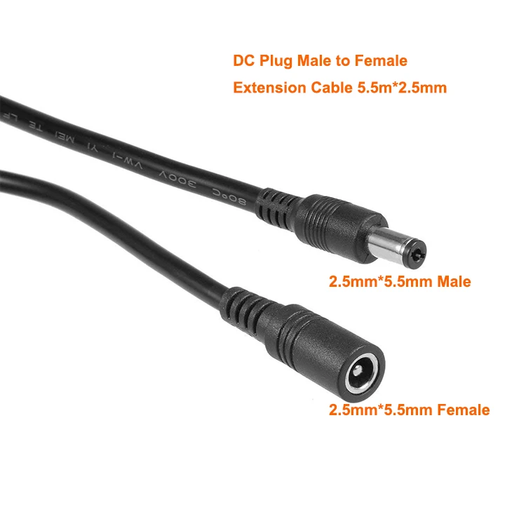 2 м 20AWG 12 вольт DC удлинитель кабеля питания кабель 2,5 мм/5,5 мм Мужской Женский для IP монитор камеры cctv рекордер