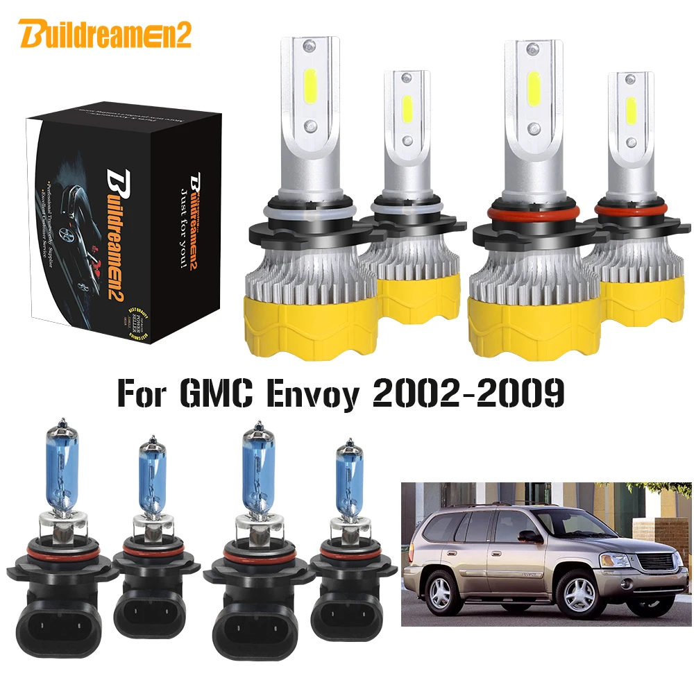 Buildreamen2 4 X автомобильных фар высокий низкий пучок светодиодный галогенная фара 12V для GMC Envoy 2002 2003 2004 2005 2006 2007 2008 2009