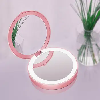 

New Portable Mini LED Light Tri-fold Illuminating Folding Power Bank Makeup Mirror