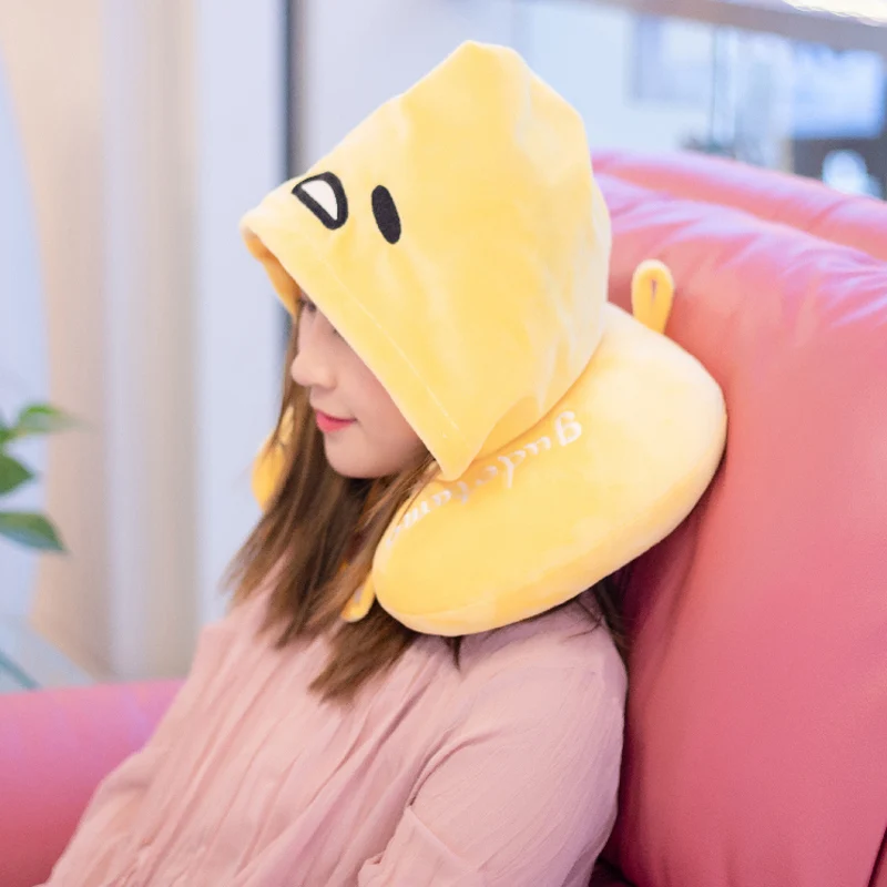 30 см Gudetama ленивое яйцо с капюшоном для шеи u-образная яичный желток Подушка Мягкие плюшевые игрушки кукла подушка для сна Дети девочка подарок на день рождения