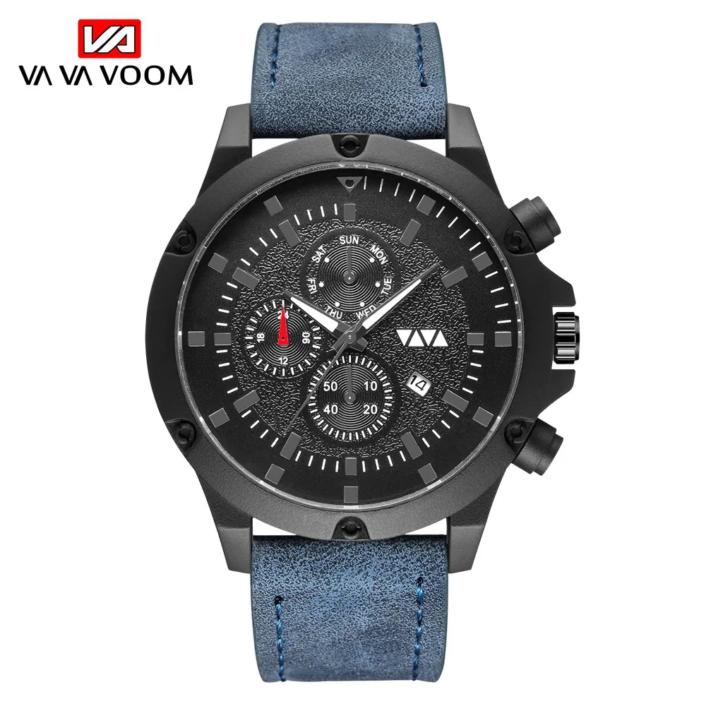 VAVAVOOM 2020 New Top Brand Luxury Men's 30m Waterproof Date Clock Male Sports Men's Belt Quartz Clock Wrist