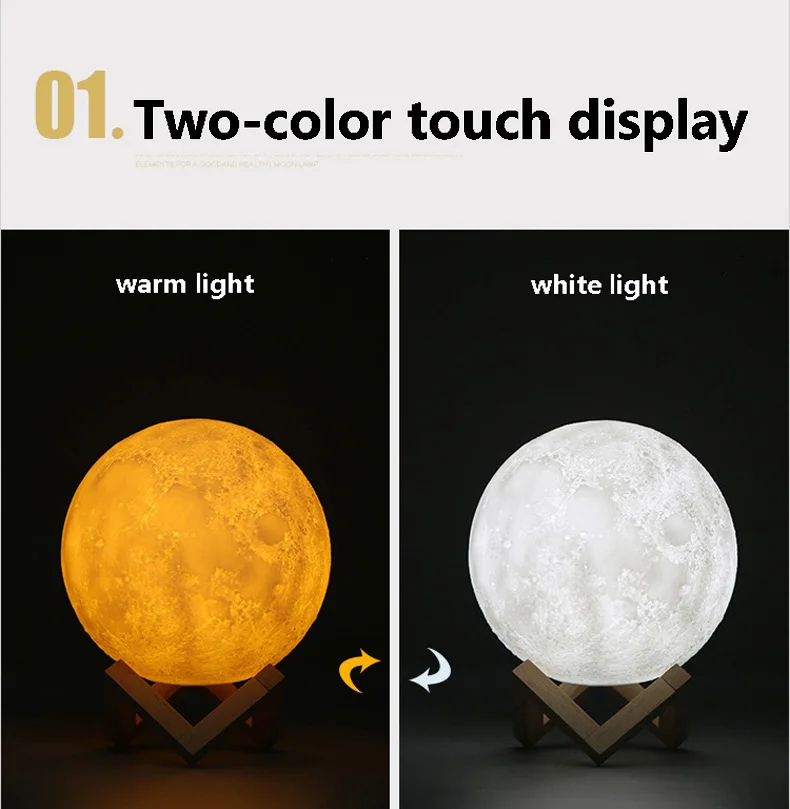 Настольная лампа с 3D принтом Moon Touch с регулируемой яркостью 16 цветов, удаленная настольная лампа, светодиодный ночник для дня рождения, рождественский подарок, l ночник