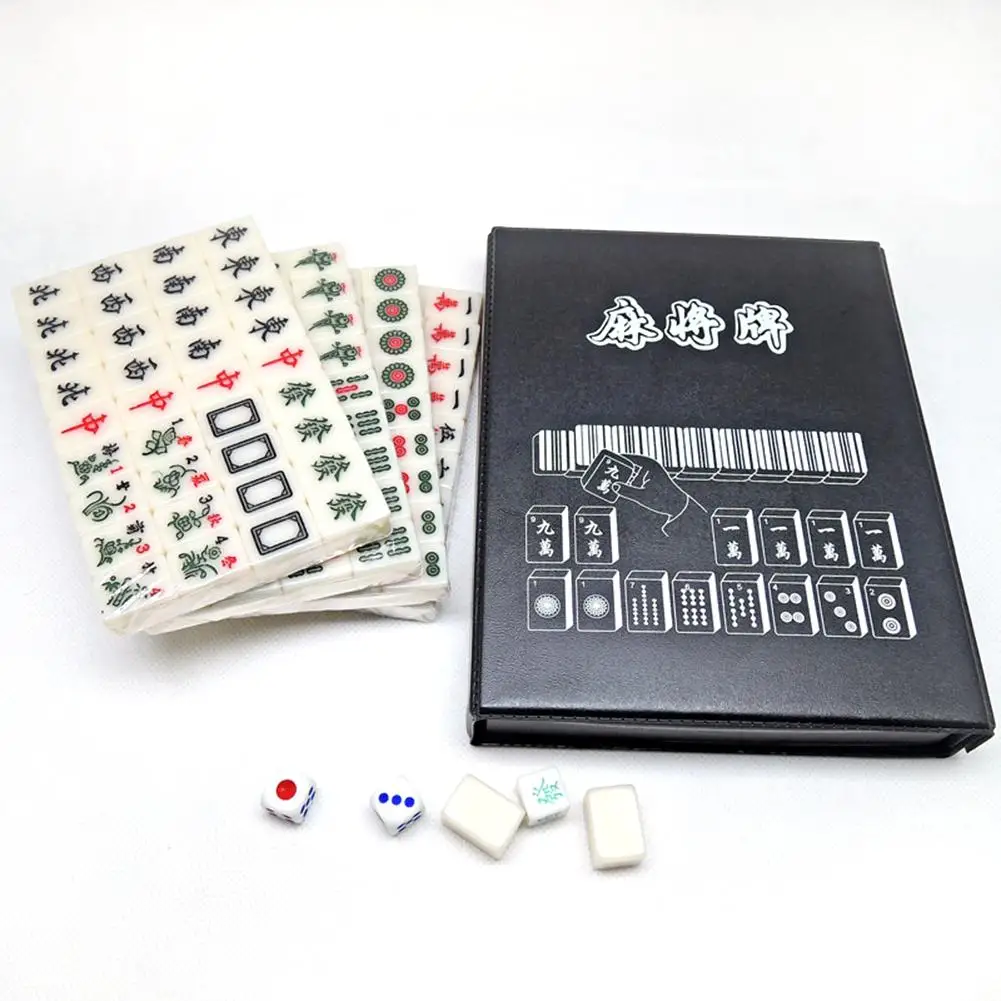 

Portable Traveling Chinese Mahjong Tiles Kit 2cm Premium Carving Mini Mahjong Set for Party Card Games