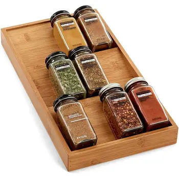

Kitchen Supplies Spice Seasoning Pot Pepper Salt Glass Cruet Trapezoidal Bamboo Rack Tray Kitchen Seasoning Tool