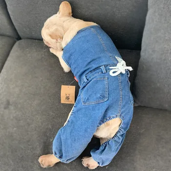 

Dog Clothes for Small Dogs Demin Jumpsuit for French Bulldog Overalls for Yorkie All Match Rompers for Pug Cat Pet Pug Costume