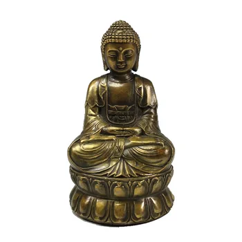 

Vintage Brass Meditating Buddha Statue Retro Zen Sitting Buddha Figure Sculpture Home Office Desk Decorative Ornament