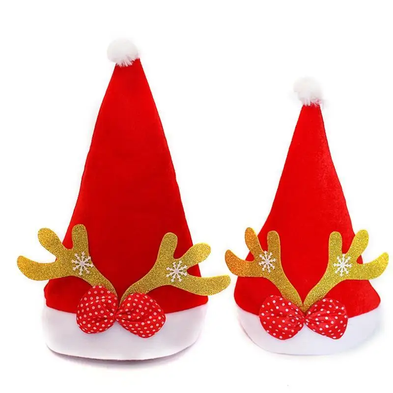 2 шт рождественские игрушки украшение рождественские шляпы милые Мультяшные шляпы Санты Дети Взрослые кепки для Рождественский реквизит для вечеринок - Цвет: Size 1